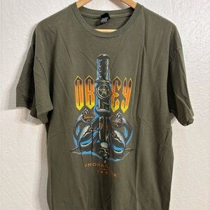 OBEY Green Short Sleeve Tee with Vintage Graphic